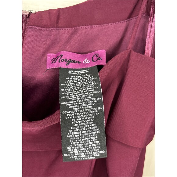 Morgan & Co. Size 12 Dress Burgundy Mesh Floral Embroidered Prom Homecoming - Picture 7 of 10